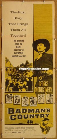 3306 BADMAN'S COUNTRY insert movie poster '58 George Montgomery