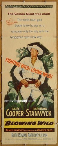 3311 BLOWING WILD insert movie poster '53 Gary Cooper, Stanwyck