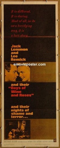 3319 DAYS OF WINE & ROSES insert movie poster '63 Jack Lemmon, Remick