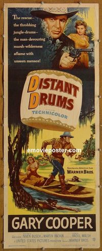 3321 DISTANT DRUMS insert movie poster '51 Gary Cooper, Mari Aldon