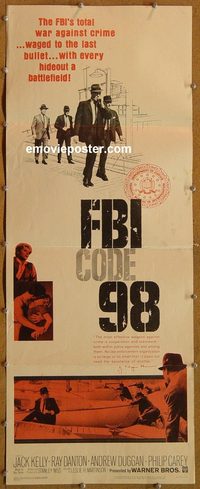 3324 FBI CODE 98 insert movie poster '63 Jack Kelly, Ray Danton