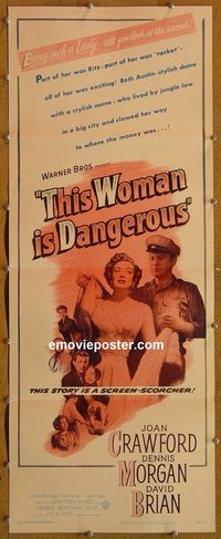 3363 THIS WOMAN IS DANGEROUS insert movie poster '52 Joan Crawford