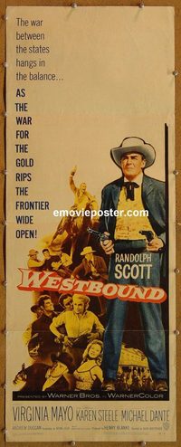 3368 WESTBOUND insert movie poster '59 Randolph Scott, Virginia Mayo