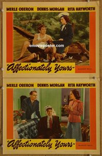 4403 AFFECTIONATELY YOURS 2 lobby cards '41 Rita Hayworth, Oberon