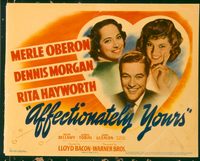 1105 AFFECTIONATELY YOURS title lobby card '41 Rita Hayworth, Oberon