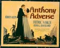 1112 ANTHONY ADVERSE title lobby card '36 Fredric March, Havilland