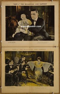 4408 BEAUTIFUL & THE DAMNED 2 lobby cards '22 Marie Prevost