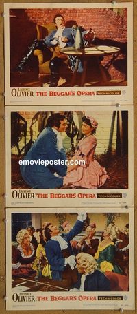 4303 BEGGAR'S OPERA 3 lobby cards '53 Laurence Olivier