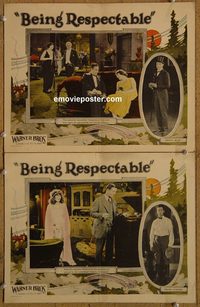 4409 BEING RESPECTABLE 2 lobby cards '24 Marie Prevost, Blue