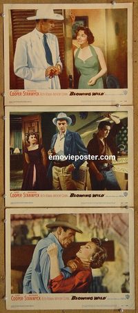 4306 BLOWING WILD 3 lobby cards '53 Gary Cooper, Stanwyck