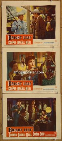 4309 BRIGHT LEAF 3 lobby cards '50 Gary Cooper, Lauren Bacall
