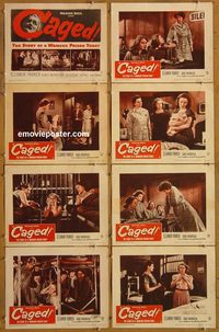3651 CAGED 8 lobby cards '50 bad girl Eleanor Parker in prison!