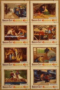 3653 CARSON CITY 8 lobby cards '52 Randolph Scott, western