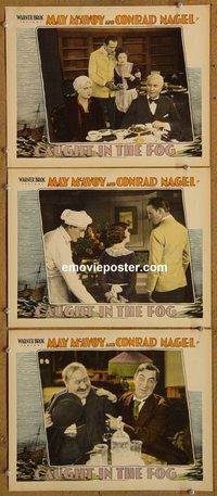 4310 CAUGHT IN THE FOG 3 lobby cards '28 May McAvoy, Conrad Nagel