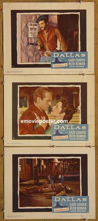 4311 DALLAS 3 lobby cards '50 Gary Cooper, Raymond Massey