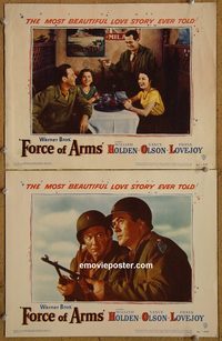 4431 FORCE OF ARMS 2 lobby cards '51 William Holden, Nancy Olson