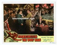 #069 FRANKENSTEIN MEETS THE WOLF MAN lobby card #5 R49 big Lon!!