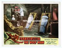 #066 FRANKENSTEIN MEETS THE WOLF MAN lobby card #6 R49 in lab!!
