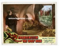 #067 FRANKENSTEIN MEETS THE WOLF MAN lobby card #8 R49 trapped!!