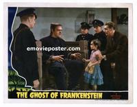 #009 GHOST OF FRANKENSTEIN #3 lobby card '42 Lon Chaney on stand!!