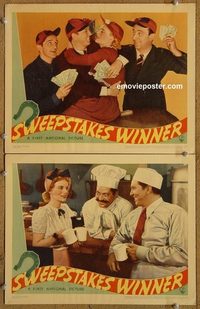 4498 SWEEPSTAKES WINNER 2 lobby cards '39 Marie Wilson, Davis