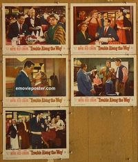 4128 TROUBLE ALONG THE WAY 5 lobby cards '53 John Wayne, Donna Reed