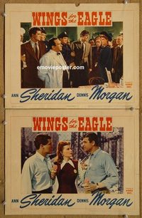 4514 WINGS FOR THE EAGLE 2 lobby cards '42 Ann Sheridan, Morgan