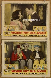 4516 WOMEN THEY TALK ABOUT 2 lobby cards '28 Irene Rich, Collier