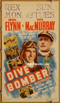 2507 DIVE BOMBER mini window card movie poster '41 Errol Flynn, MacMurray