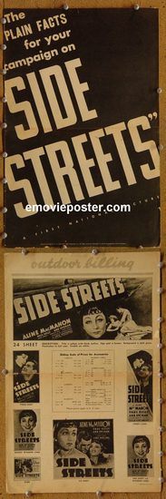 5112 SIDE STREETS movie pressbook '34 Aline MacMahon, Dvorak