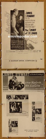 5120 SPIRIT OF ST LOUIS movie pressbook '57 Jimmy Stewart
