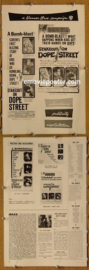 5122 STAKEOUT ON DOPE STREET movie pressbook '58 drug bombshell!