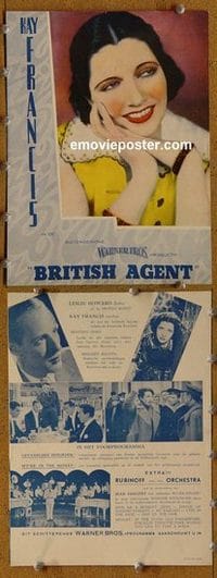 2510 BRITISH AGENT Dutch movie program '34 Howard, Kay Francis