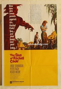 1897 SINS OF RACHEL CADE one-sheet movie poster '60 Angie Dickinson, Finch