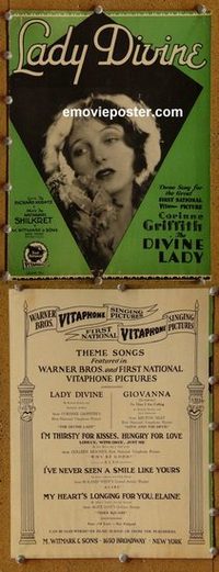 2632 DIVINE LADY movie sheet music '29 Corinne Griffith