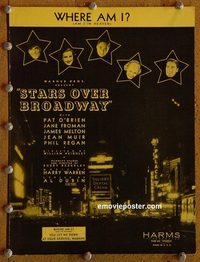 2659 STARS OVER BROADWAY movie sheet music '35 Pat O'Brien