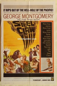 1904 STEEL CLAW one-sheet movie poster '61 George Montgomery, WWII!