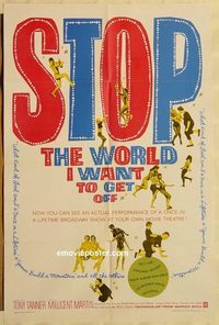 1906 STOP THE WORLD I WANT TO GET OFF one-sheet movie poster '66 musical!
