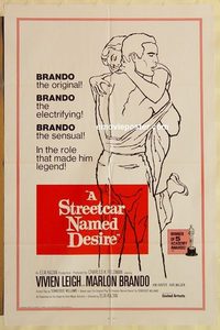 1909 STREETCAR NAMED DESIRE one-sheet movie poster R70s Brando, Vivien Leigh