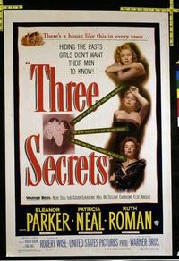 1922 THREE SECRETS one-sheet movie poster '50 Eleanor Parker, Patricia Neal
