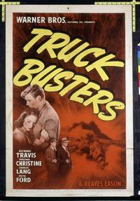 1928 TRUCK BUSTERS one-sheet movie poster '42 Travis, big rig drivers!