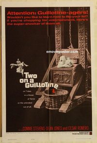 1929 TWO ON A GUILLOTINE one-sheet movie poster '65 wild horror image!