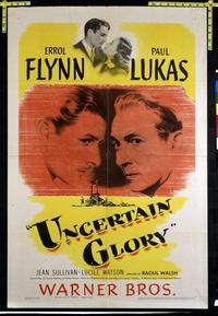 1930 UNCERTAIN GLORY one-sheet movie poster '44 Errol Flynn, Paul Lukas