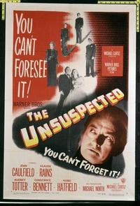 1933 UNSUSPECTED one-sheet movie poster '47 Joan Caulfield, Claude Rains