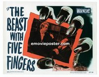 2036 BEAST WITH FIVE FINGERS #4 lobby card '47 Peter Lorre choked!