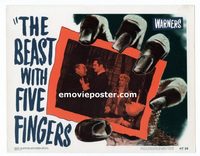 2037 BEAST WITH FIVE FINGERS #5 lobby card '47 Alda grabs Lorre!