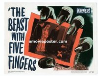 2040 BEAST WITH FIVE FINGERS #8 lobby card '47 Lorre & dead body!