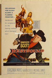 1941 WESTBOUND one-sheet movie poster '59 Randolph Scott, Virginia Mayo