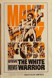 1944 WHITE WARRIOR one-sheet movie poster '61 Steve Hercules Reeves!