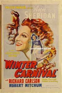 1946 WINTER CARNIVAL one-sheet movie poster R48 Ann Sheridan, Bob Mitchum